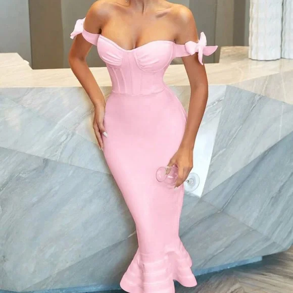 Dresses | Adyce Off Shoulder Mermaid Hem Bustier Bandage Dress | Poshmark